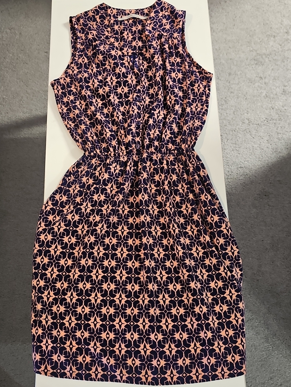 41 Hawthorn Navy and Pink Sleeveless Midi Dress